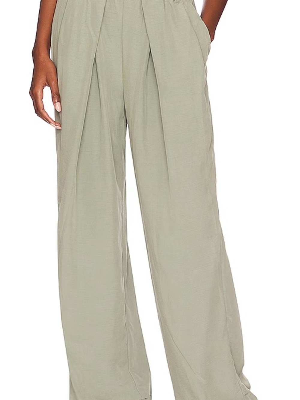 Free People High-Rise Wide Leg Pants in Sage Green
